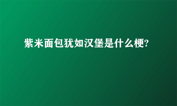 紫米面包犹如汉堡是什么梗?