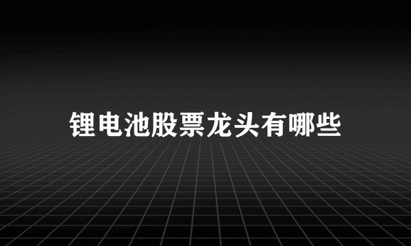 锂电池股票龙头有哪些