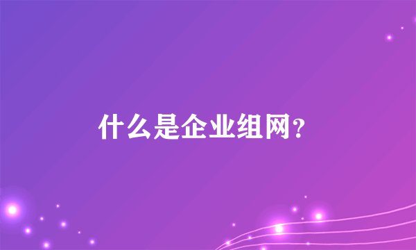 什么是企业组网？
