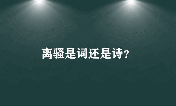 离骚是词还是诗？