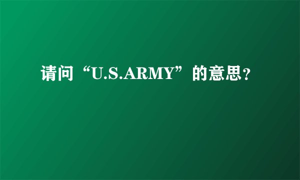 请问“U.S.ARMY”的意思？