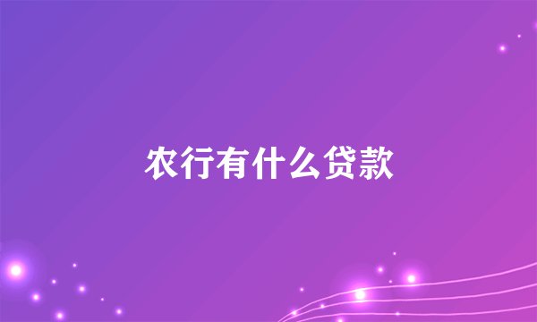 农行有什么贷款