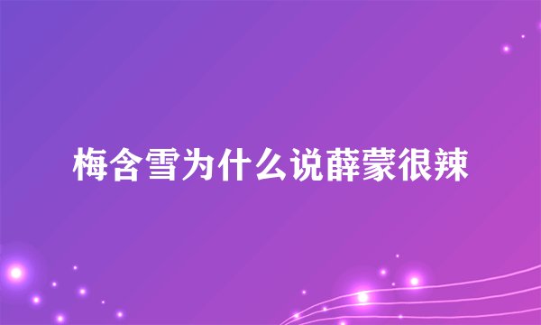 梅含雪为什么说薛蒙很辣