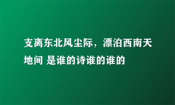 支离东北风尘际，漂泊西南天地间 是谁的诗谁的谁的