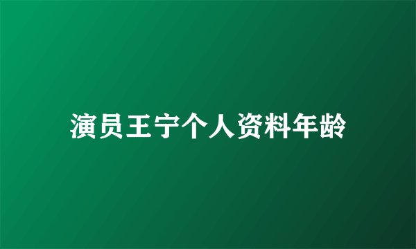 演员王宁个人资料年龄
