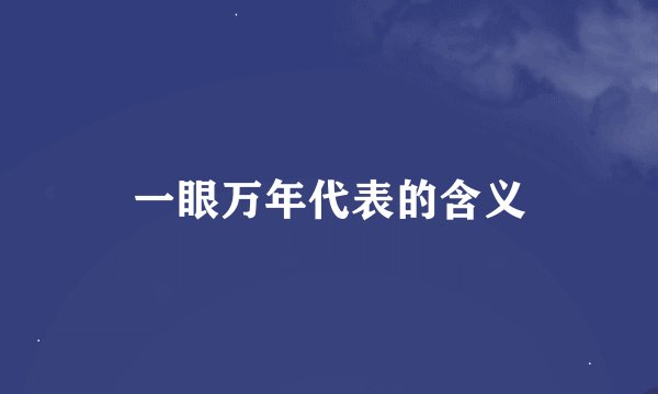 一眼万年代表的含义