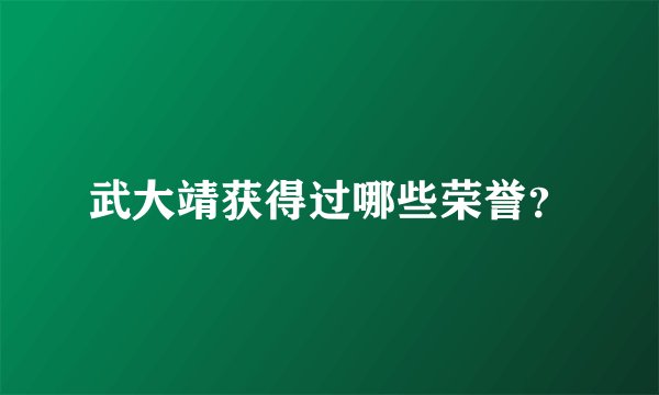 武大靖获得过哪些荣誉？