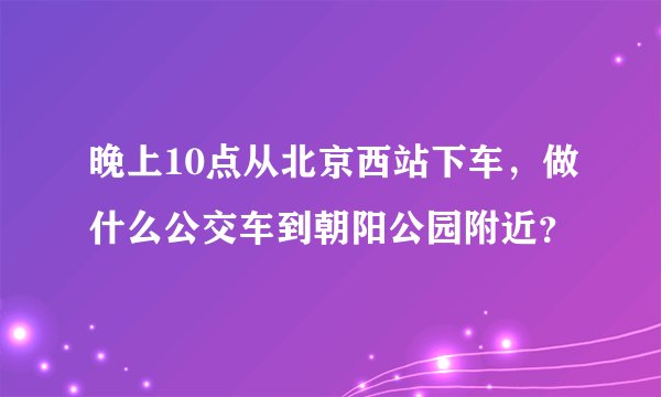 晚上10点从北京西站下车，做什么公交车到朝阳公园附近？