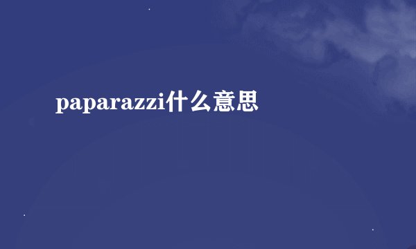 paparazzi什么意思