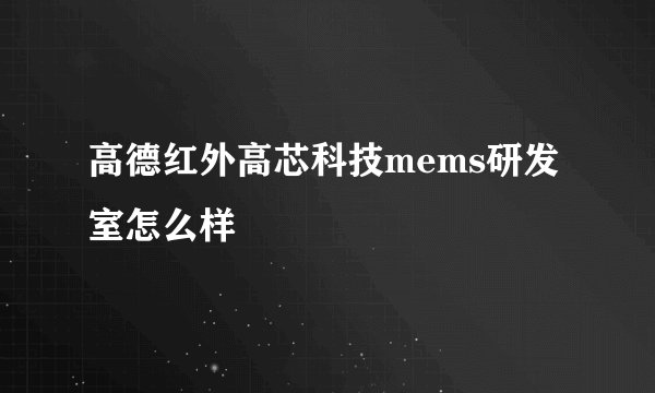 高德红外高芯科技mems研发室怎么样