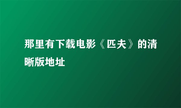 那里有下载电影《匹夫》的清晰版地址