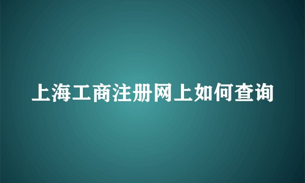 上海工商注册网上如何查询