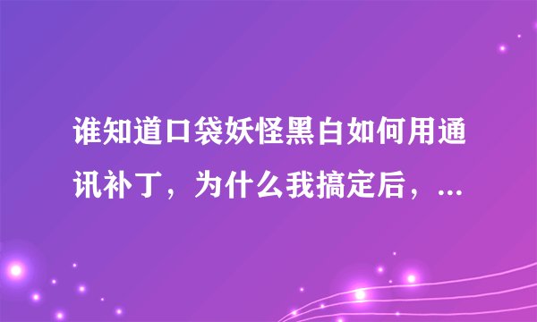 谁知道口袋妖怪黑白如何用通讯补丁，为什么我搞定后，还进不了化