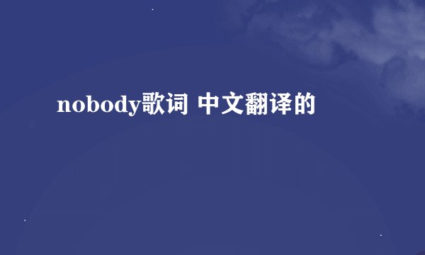 nobody歌词 中文翻译的