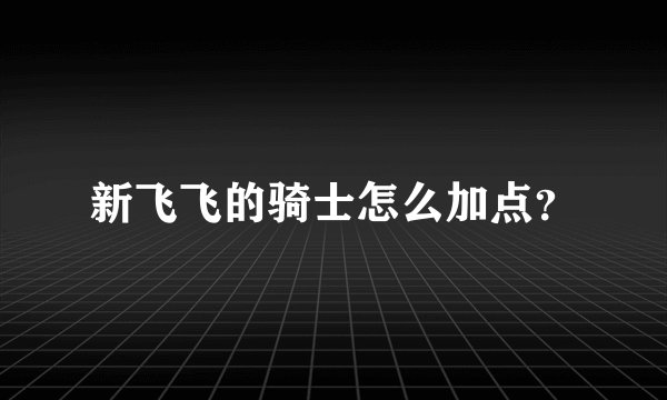 新飞飞的骑士怎么加点？