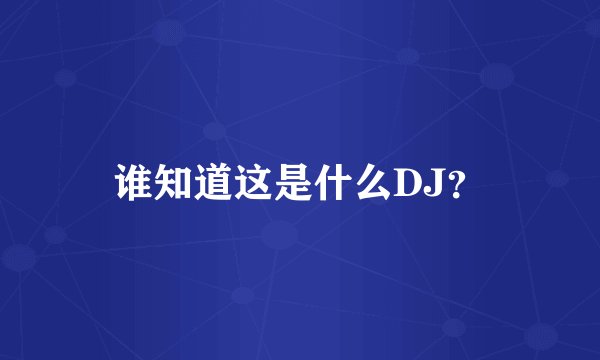 谁知道这是什么DJ？