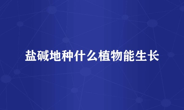 盐碱地种什么植物能生长