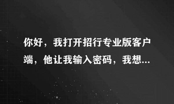 你好，我打开招行专业版客户端，他让我输入密码，我想知道密码是什么，是最初设的，还是银行卡密码