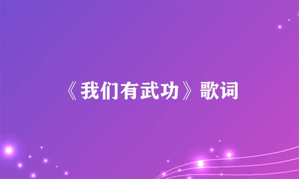 《我们有武功》歌词