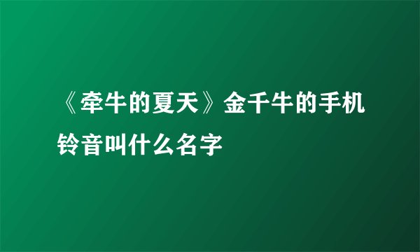《牵牛的夏天》金千牛的手机铃音叫什么名字