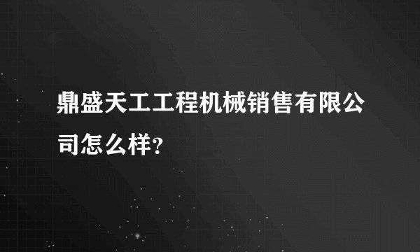 鼎盛天工工程机械销售有限公司怎么样？