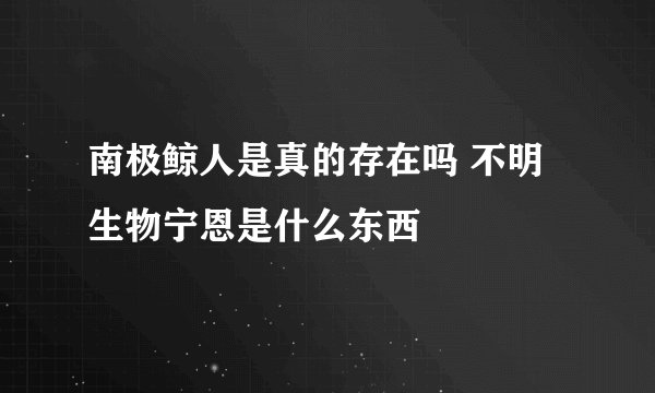 南极鲸人是真的存在吗 不明生物宁恩是什么东西