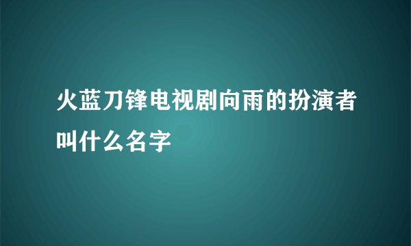 火蓝刀锋电视剧向雨的扮演者叫什么名字