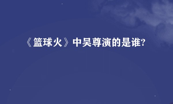 《篮球火》中吴尊演的是谁?