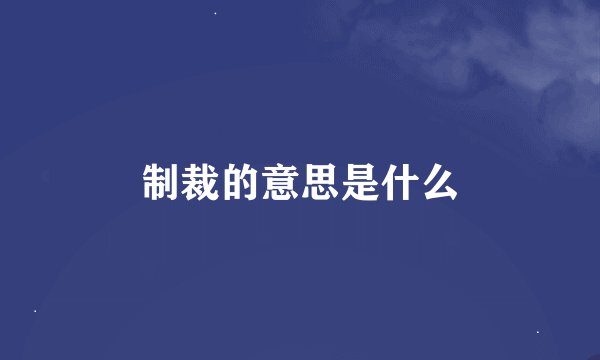 制裁的意思是什么