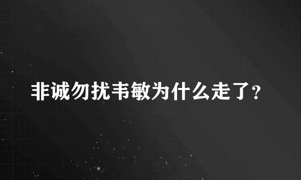 非诚勿扰韦敏为什么走了？