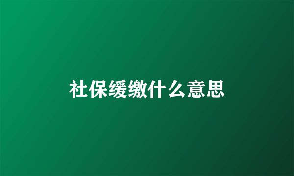 社保缓缴什么意思