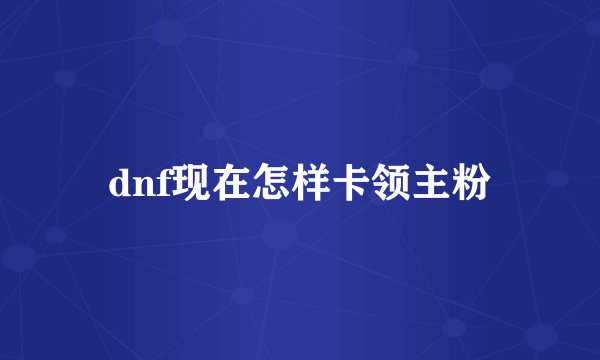 dnf现在怎样卡领主粉