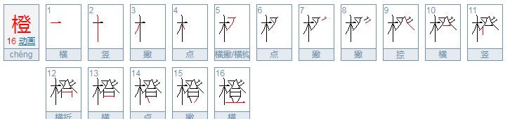 橙字的笔画顺序