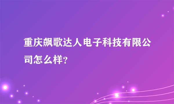 重庆飙歌达人电子科技有限公司怎么样？