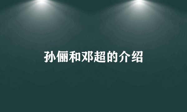 孙俪和邓超的介绍