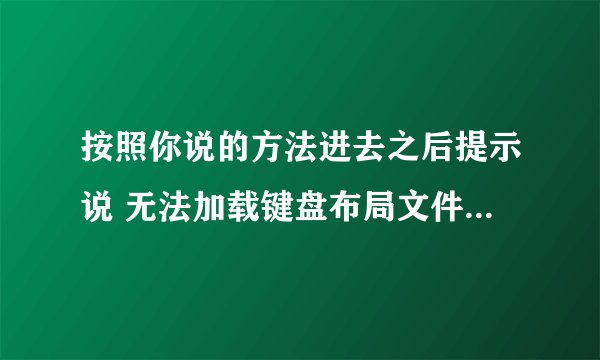 按照你说的方法进去之后提示说 无法加载键盘布局文件kbdus.dll 这个咋弄咧