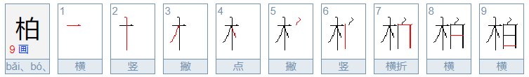 松柏的柏的笔画