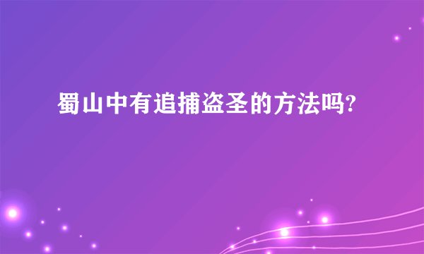蜀山中有追捕盗圣的方法吗?