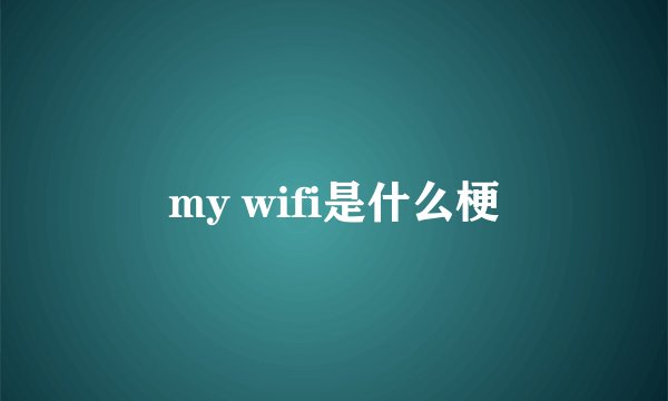 my wifi是什么梗