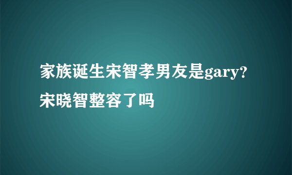 家族诞生宋智孝男友是gary？宋晓智整容了吗