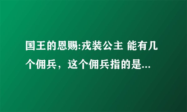 国王的恩赐:戎装公主 能有几个佣兵，这个佣兵指的是不参战，可以穿装备的那个人