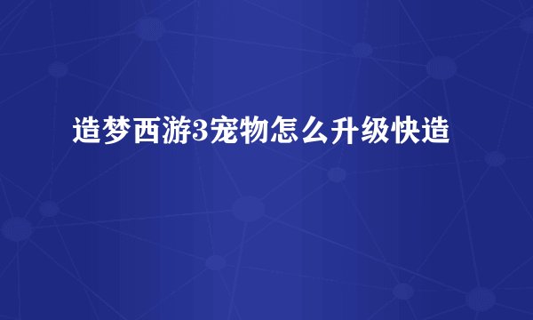 造梦西游3宠物怎么升级快造
