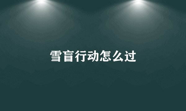 雪盲行动怎么过