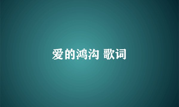 爱的鸿沟 歌词