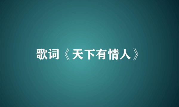 歌词《天下有情人》