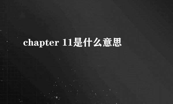 chapter 11是什么意思
