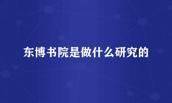 东博书院是做什么研究的