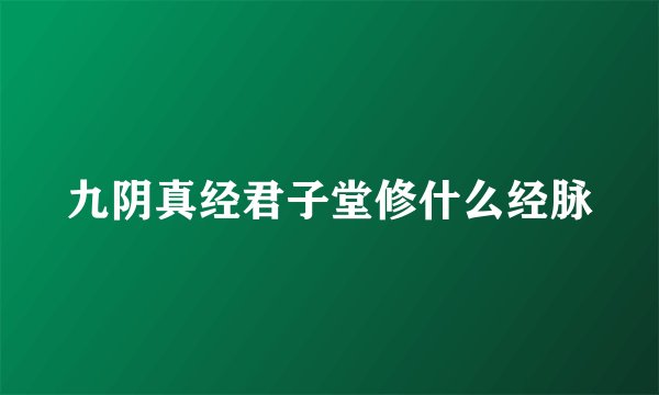 九阴真经君子堂修什么经脉