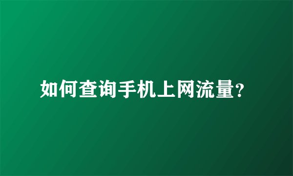如何查询手机上网流量？