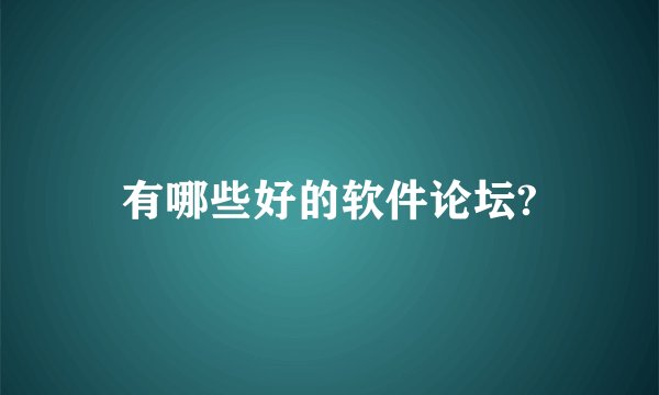 有哪些好的软件论坛?